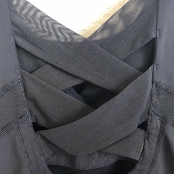 Lululemon Black Mesh Double Cross Stretch Tank Top - Picture 3 of 4